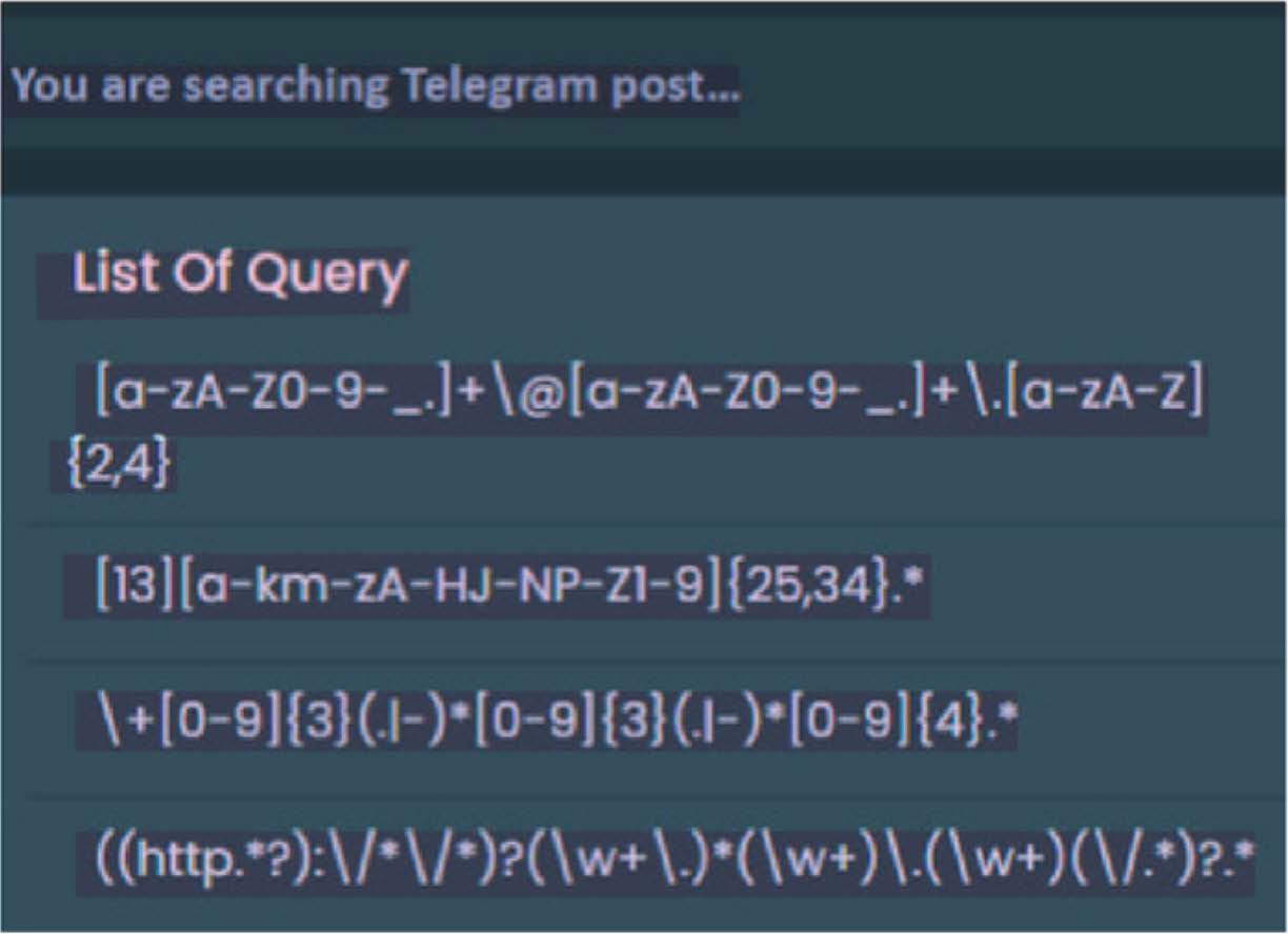 Telegram post search query